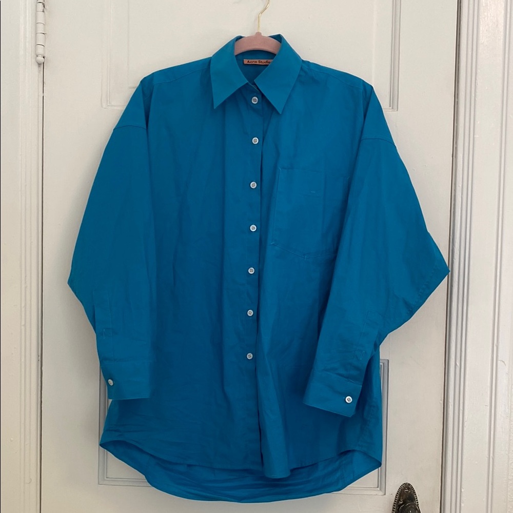 Acne Blue Button Down Shirt Relaxed Fit